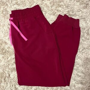 Figs Dark Magenta High Waisted Joggers Size L